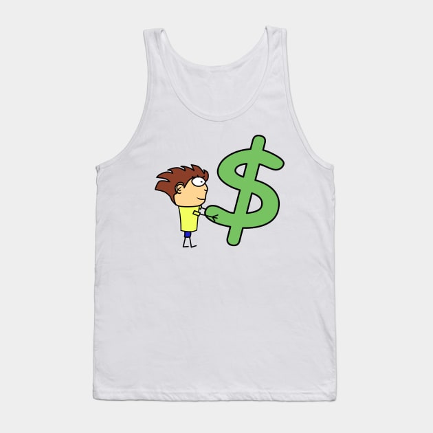 Boy with dollar symbol. Wealth and money. Interesting design, modern, interesting drawing. Hobby and interest. Concept and idea. Tank Top by grafinya